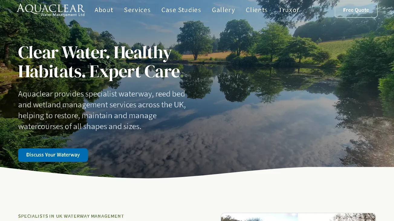 Aquaclear Water Management website homepage